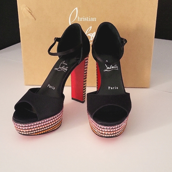 NIB2295 CHRISTIAN LOUBOUTIN Sandaloo Strass Red Sole Platform Sandals 38.5 8 - Picture 6 of 16